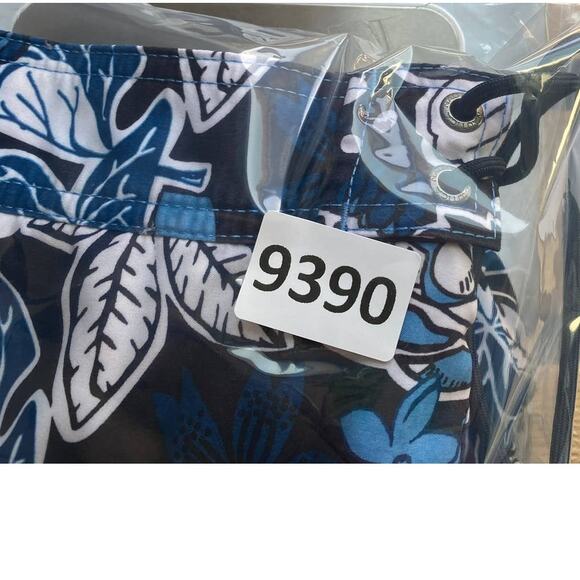 Nautica Mens Floral Blue Swim Trunks Mesh Brief Lining Medium - Picture 9 of 9